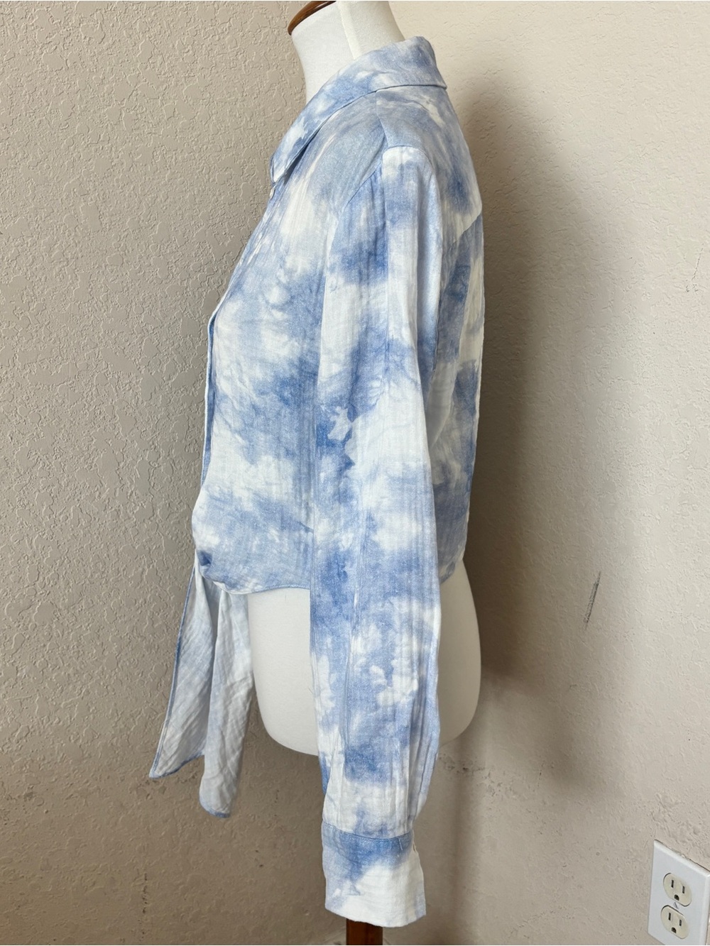 Jonathan Simkhai Swim Beachy 100% Cotton Anabella Top Coverup Sky Tie Dye Sz M - Picture 5 of 7